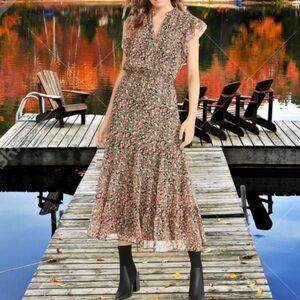 NWT BB Dakota by Steve Madden XL black floral midi dress